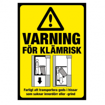 Dekal A5: Varning för klämrisk (hiss)