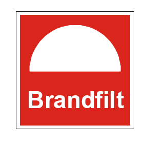 Skylt Brandfilt, dubbelsidig