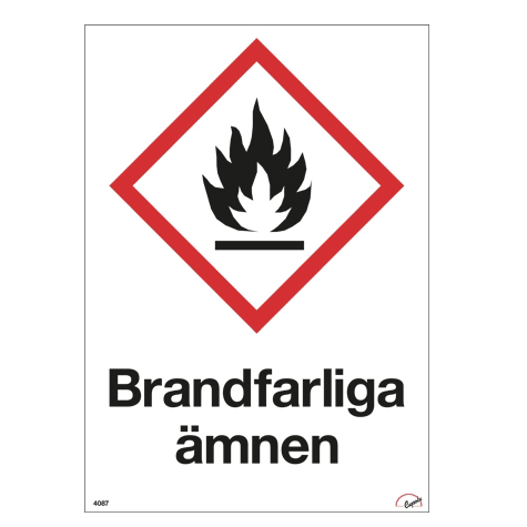 Varningsskylt Brandfarliga ämnen