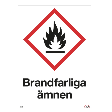 Varningsskylt Brandfarliga mnen