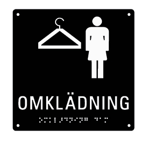 Taktil skylt med punktskrift - Omkldning Dam S/V