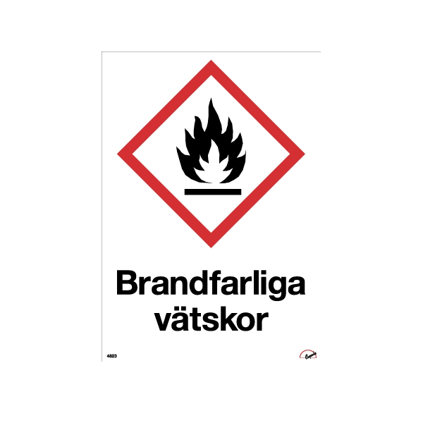 Skylt Brandfarliga vtskor